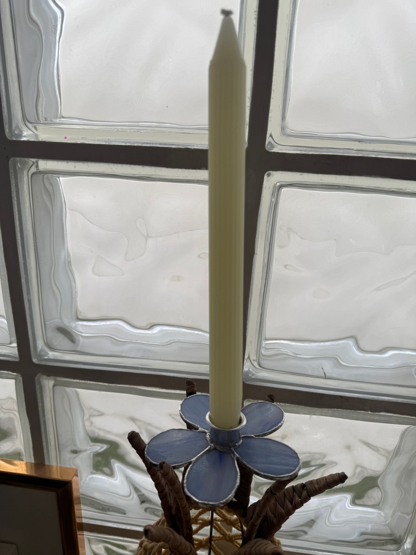 Bougeoirs bleu marbré