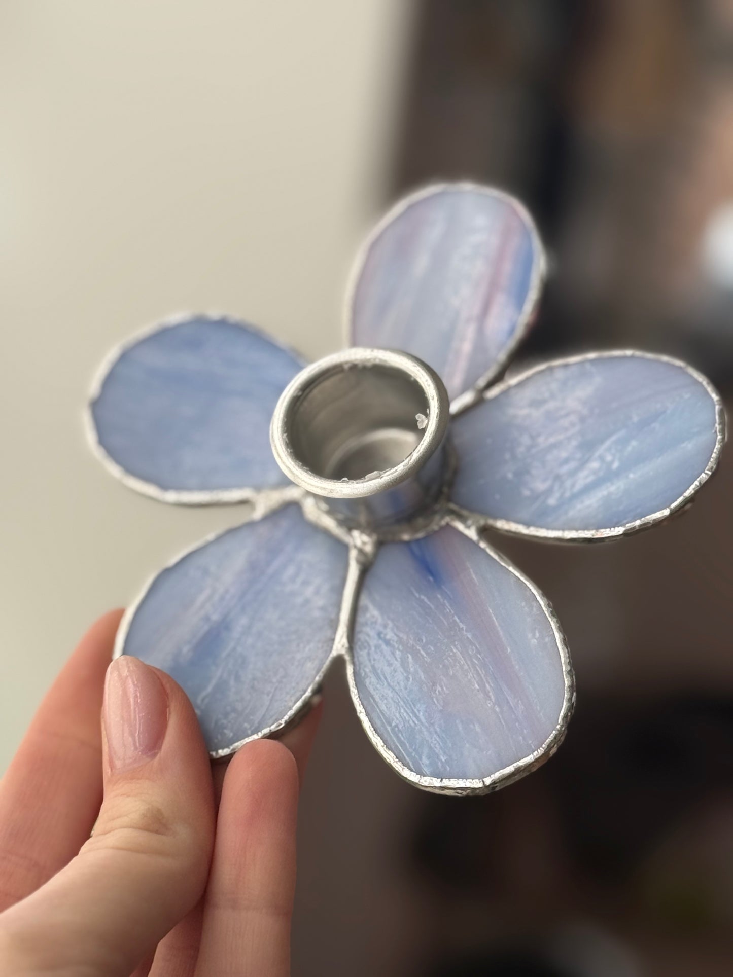 Bougeoirs bleu marbré